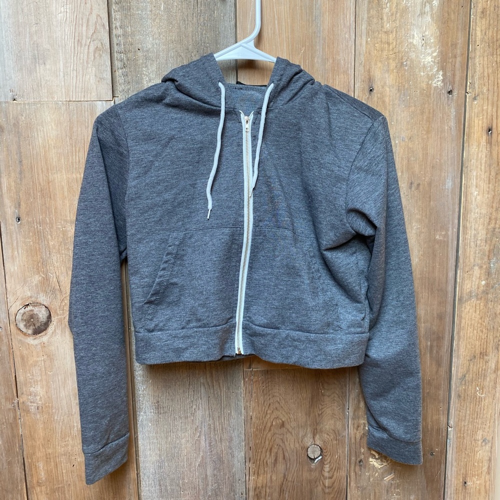 Grey Cropped Zip Up